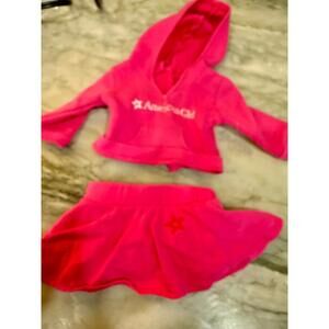 American Girl pink hoodie and skirt